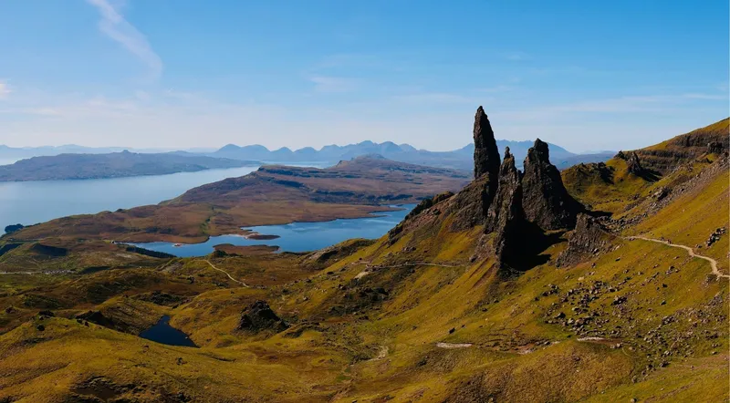 The Old Man of Storr rock pinnacle on the Isle of Skye Trotternish ridge